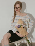 Long-sleeved, Flat-patterned, Slightly Sheer Striped Cover-up