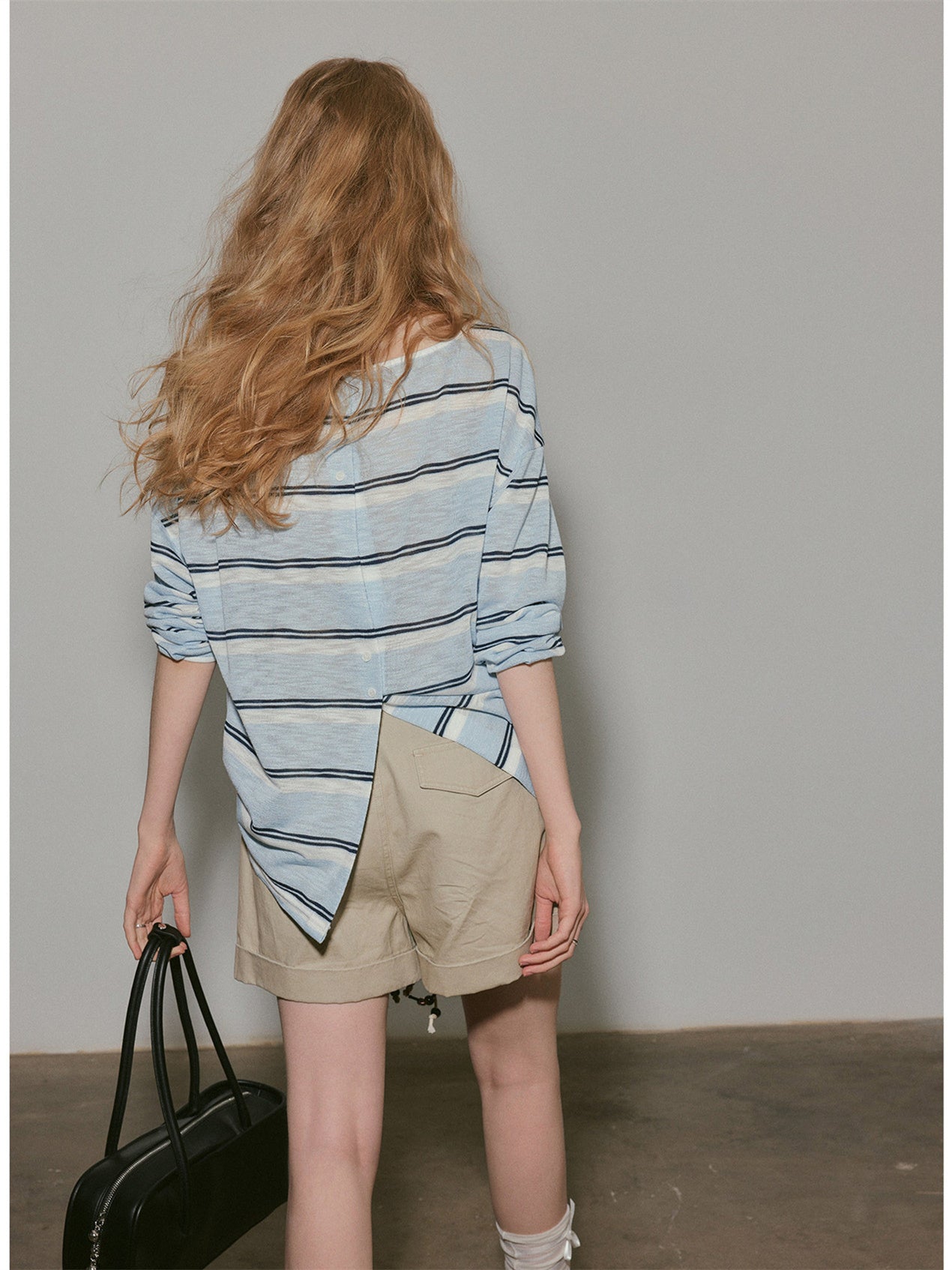 Long-sleeved, Flat-patterned, Slightly Sheer Striped Cover-up