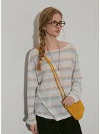 Long-sleeved, Flat-patterned, Slightly Sheer Striped Cover-up