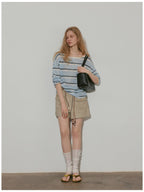 Long-sleeved, Flat-patterned, Slightly Sheer Striped Cover-up