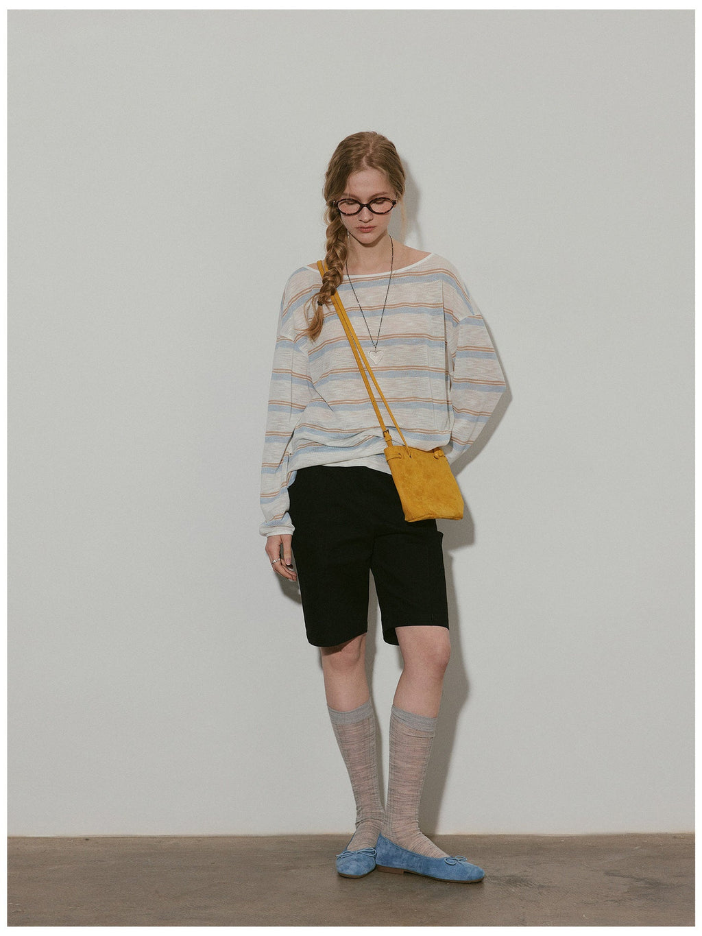 Long-sleeved, Flat-patterned, Slightly Sheer Striped Cover-up