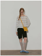 Long-sleeved, Flat-patterned, Slightly Sheer Striped Cover-up