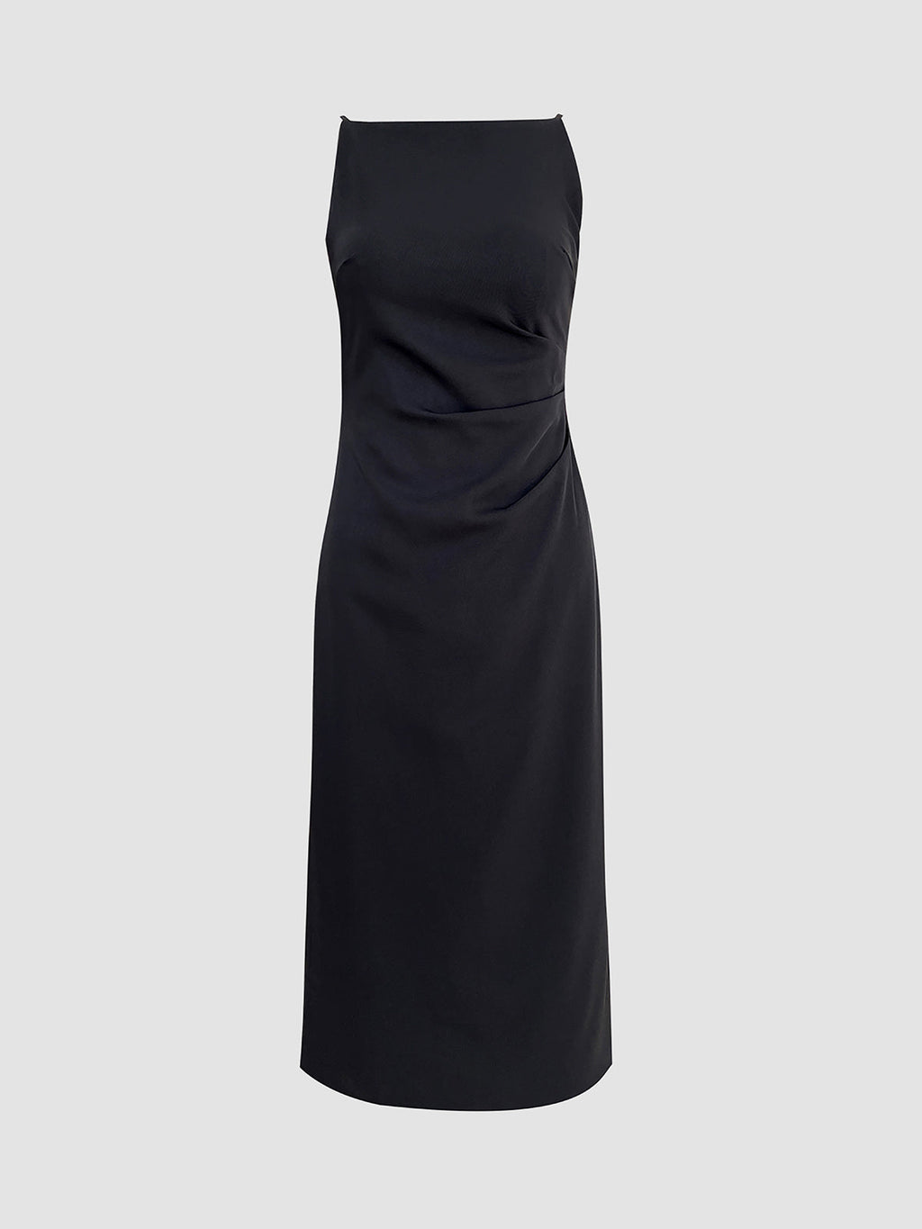 Square Neck Spaghetti Strap Back Zip Fitted A-Line Midi Dress