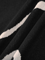 Square Neck Spaghetti Strap Wavy Stripe Rib Knit Bodycon Midi Dress
