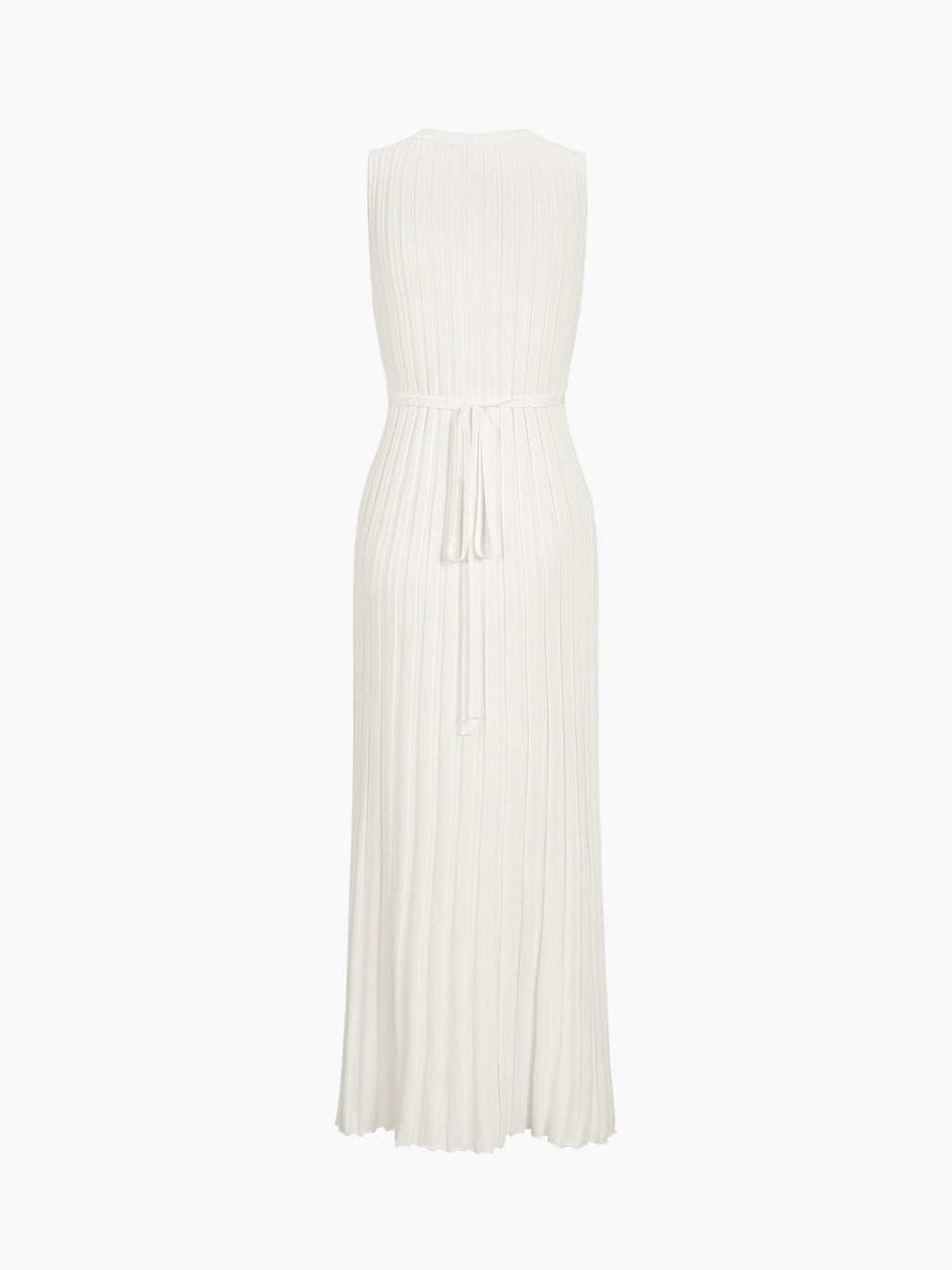Sleeveless Rib Knit Crew Neck A-Line Maxi Dress