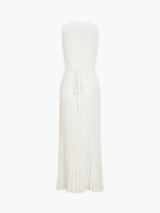 Sleeveless Rib Knit Crew Neck A-Line Maxi Dress