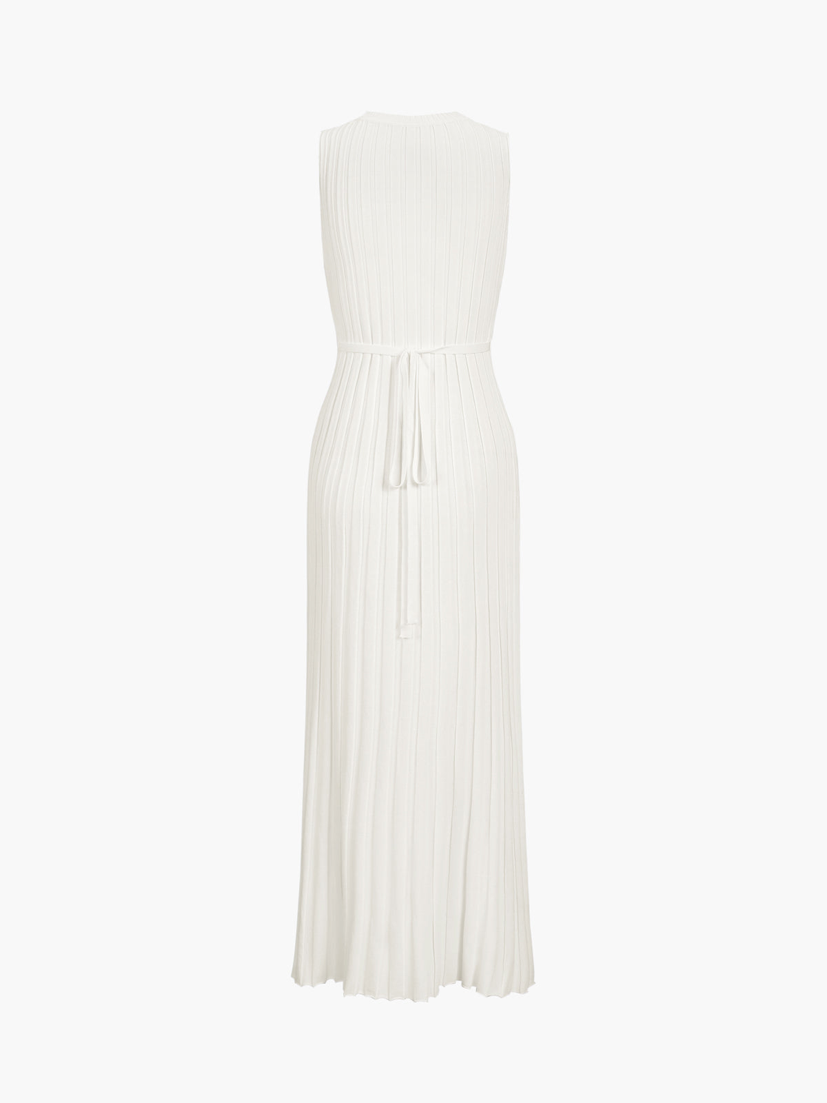 Sleeveless Rib Knit Crew Neck A-Line Maxi Dress