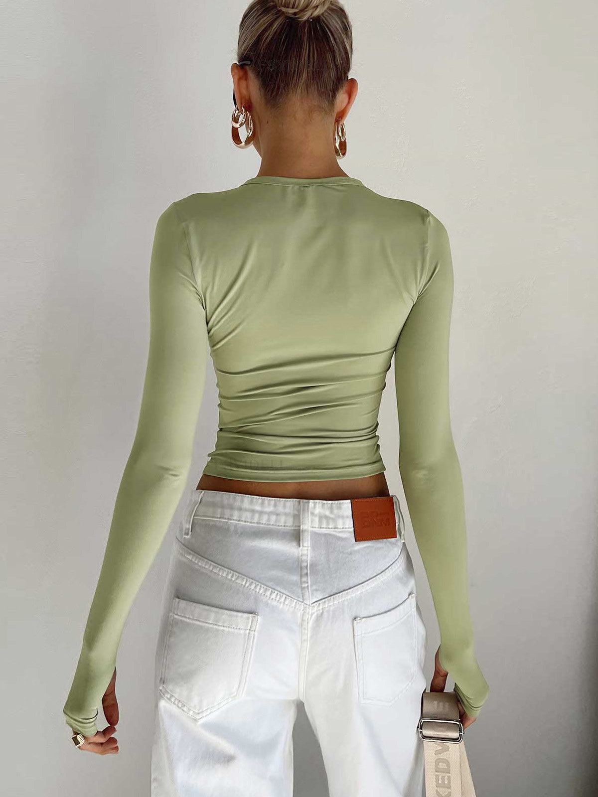 | Women Summer Long Sleeve Crop Top