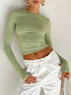 | Women Summer Long Sleeve Crop Top