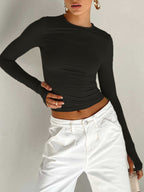 | Women Summer Long Sleeve Crop Top