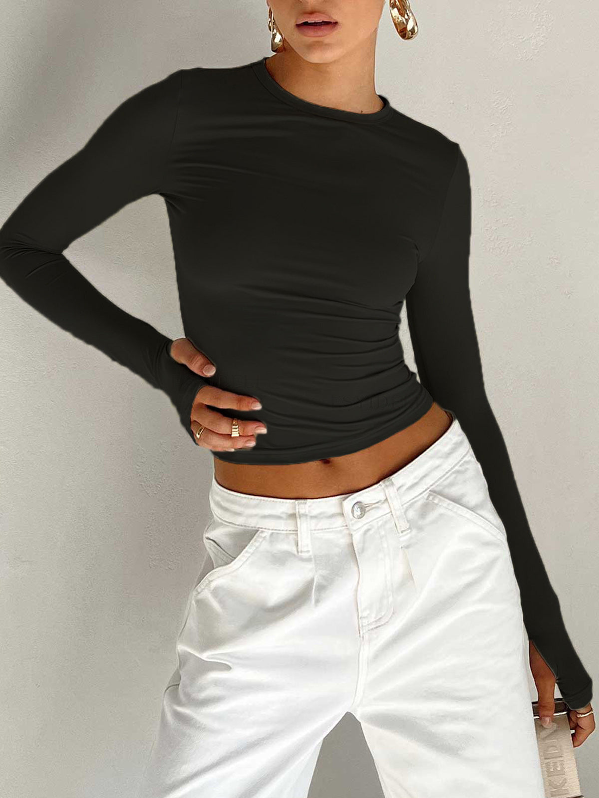 | Women Summer Long Sleeve Crop Top