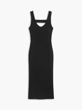 Deep V-Neck Wide Strap Back Band Cut Out Bodycon Midi Dress