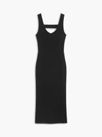 Deep V-Neck Wide Strap Back Band Cut Out Bodycon Midi Dress