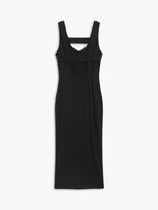 Deep V-Neck Wide Strap Back Band Cut Out Bodycon Midi Dress
