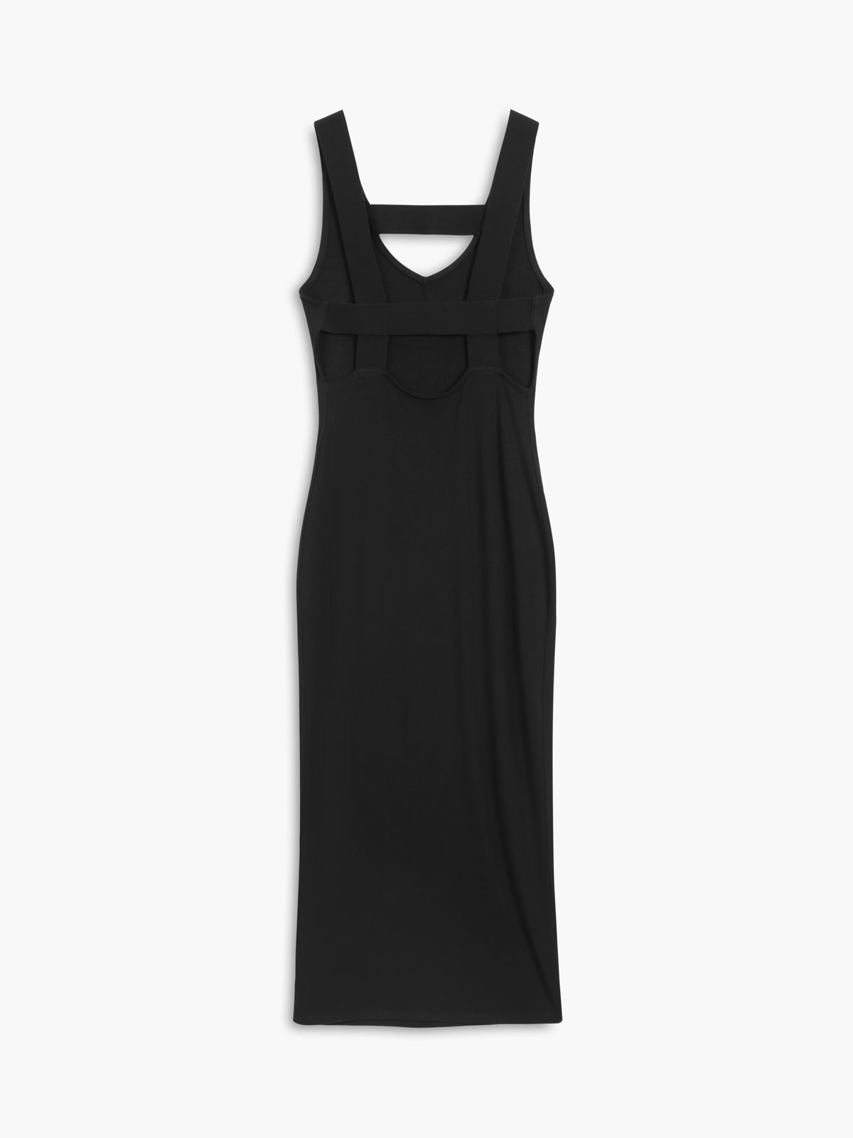 Deep V-Neck Wide Strap Back Band Cut Out Bodycon Midi Dress