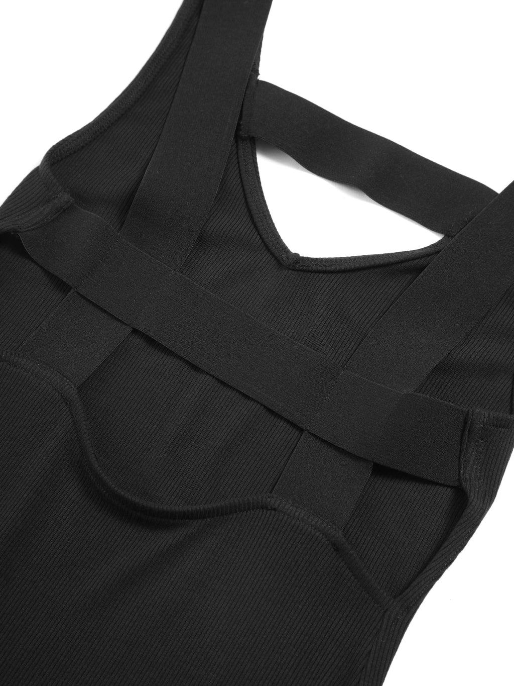 Deep V-Neck Wide Strap Back Band Cut Out Bodycon Midi Dress