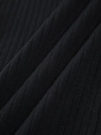Ribbed Knit Contrast Trim Polo Collar Button Front Long Sleeve Midi Dress