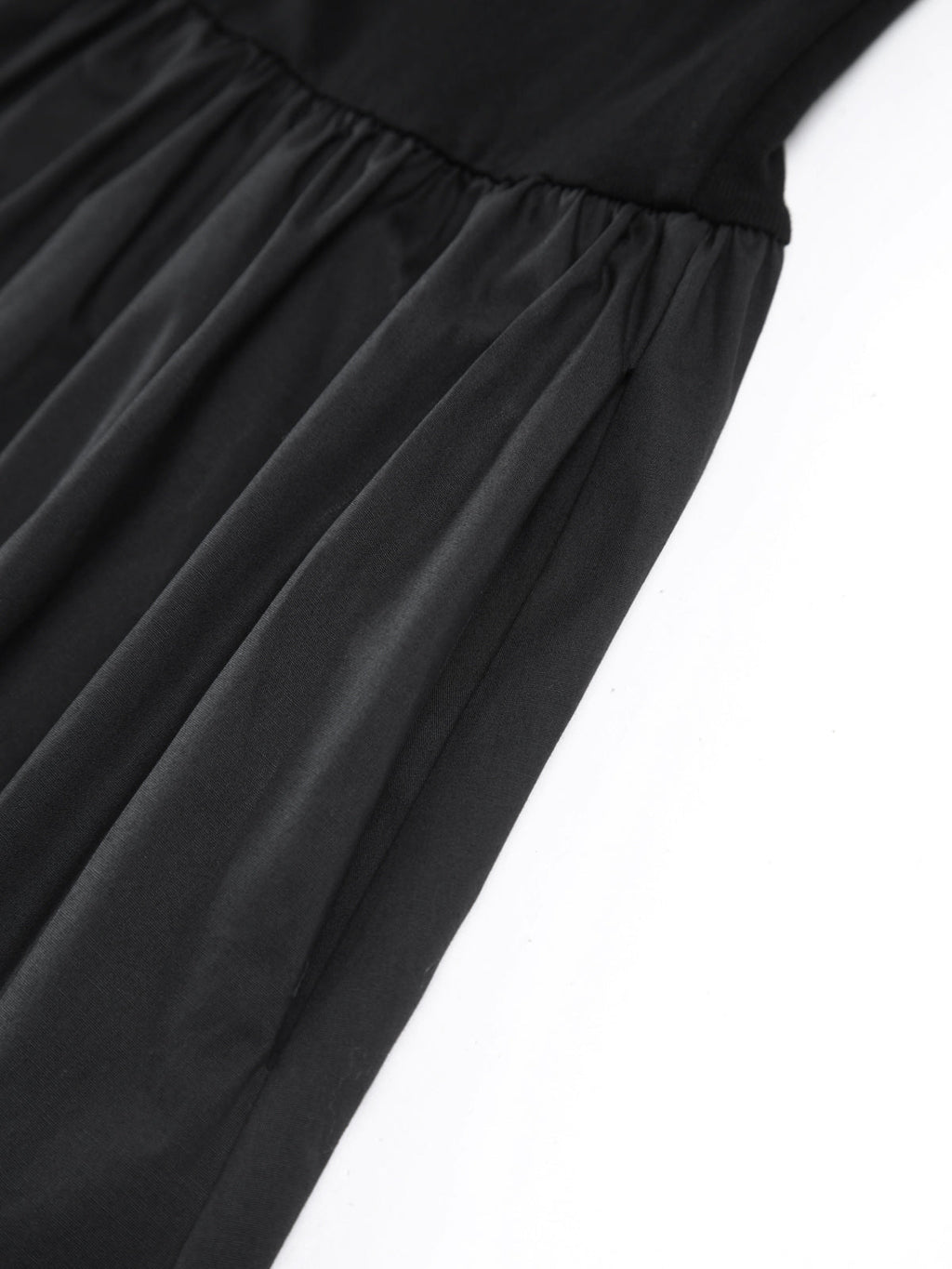 Crew Neck Long Sleeve Gathered Waist Pleated A-Line Midi Dress