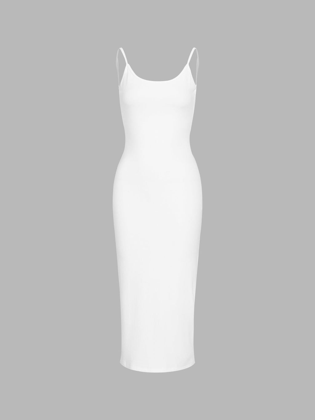 Spaghetti Strap Deep Scoop Back Rib Knit Bodycon Maxi Dress