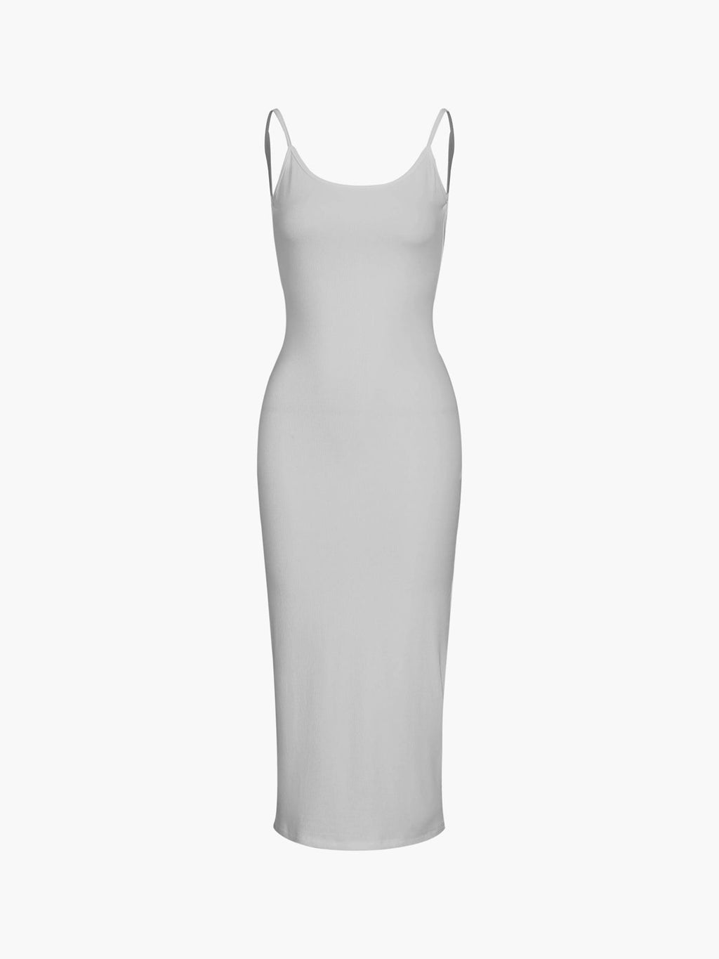 Spaghetti Strap Deep Scoop Back Rib Knit Bodycon Maxi Dress
