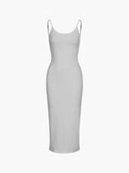 Spaghetti Strap Deep Scoop Back Rib Knit Bodycon Maxi Dress