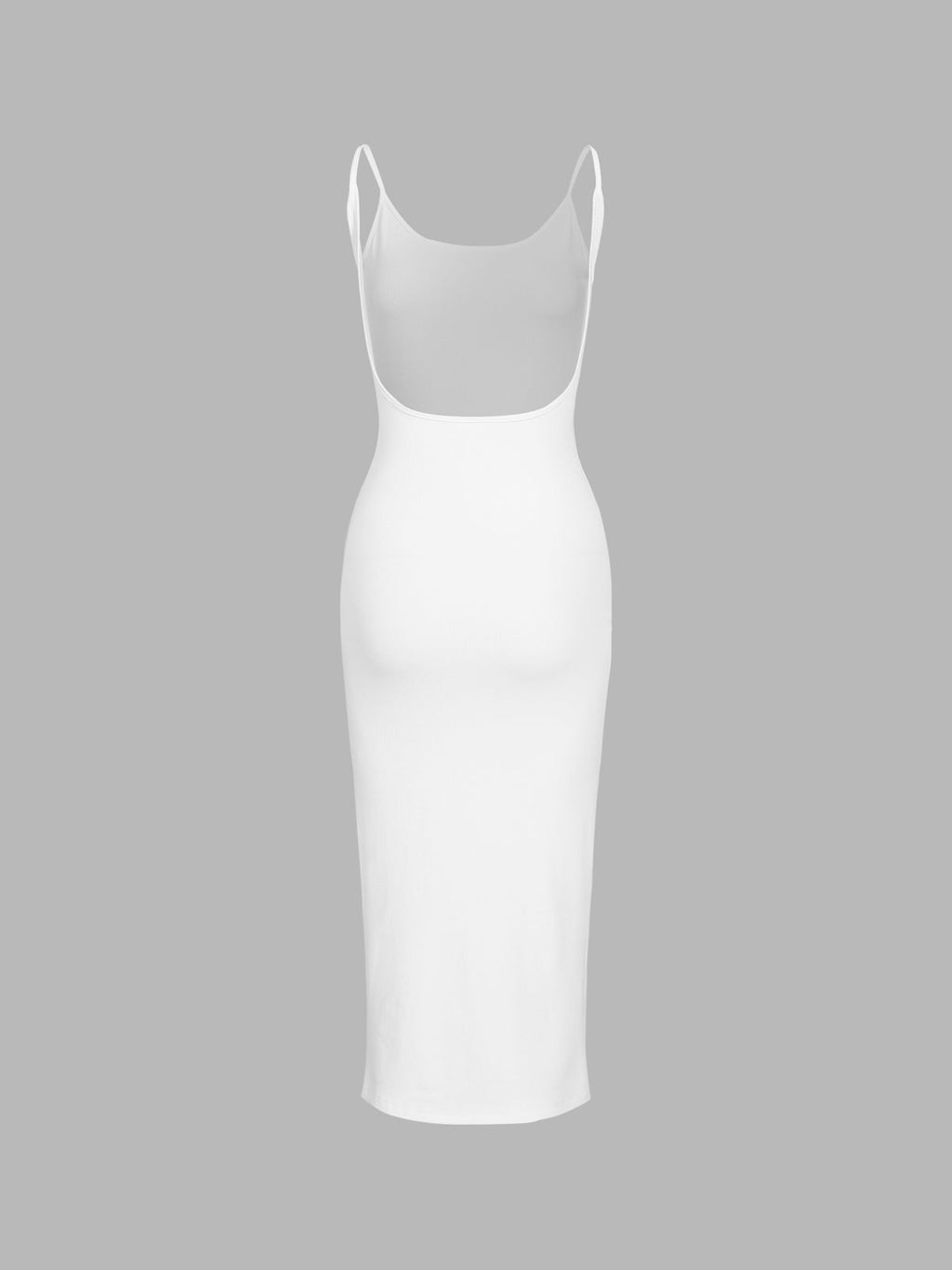 Spaghetti Strap Deep Scoop Back Rib Knit Bodycon Maxi Dress
