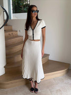 Angélica Timeless Knitted Dress with Contrasting Cuffs Elevated Occasion Wear