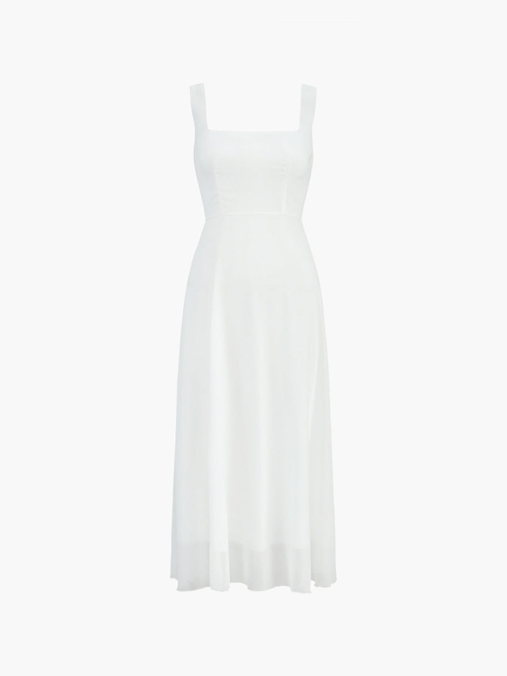 Square Neck Princess Seam Structured A-Line Midi Dress