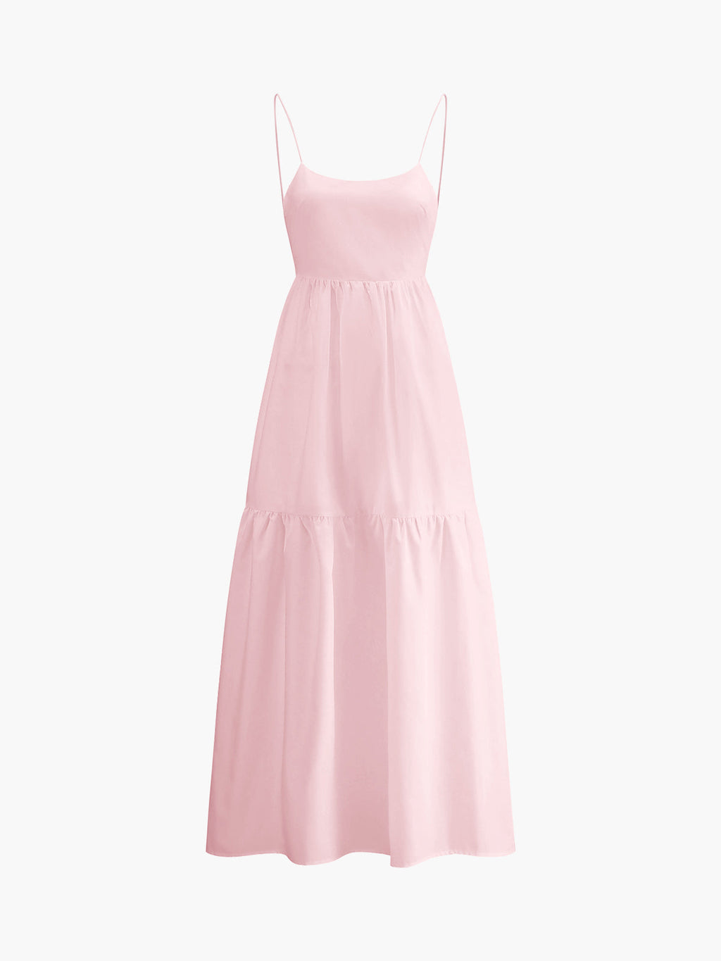 Backless Spaghetti Strap Elastic Waist Tiered Maxi Dress