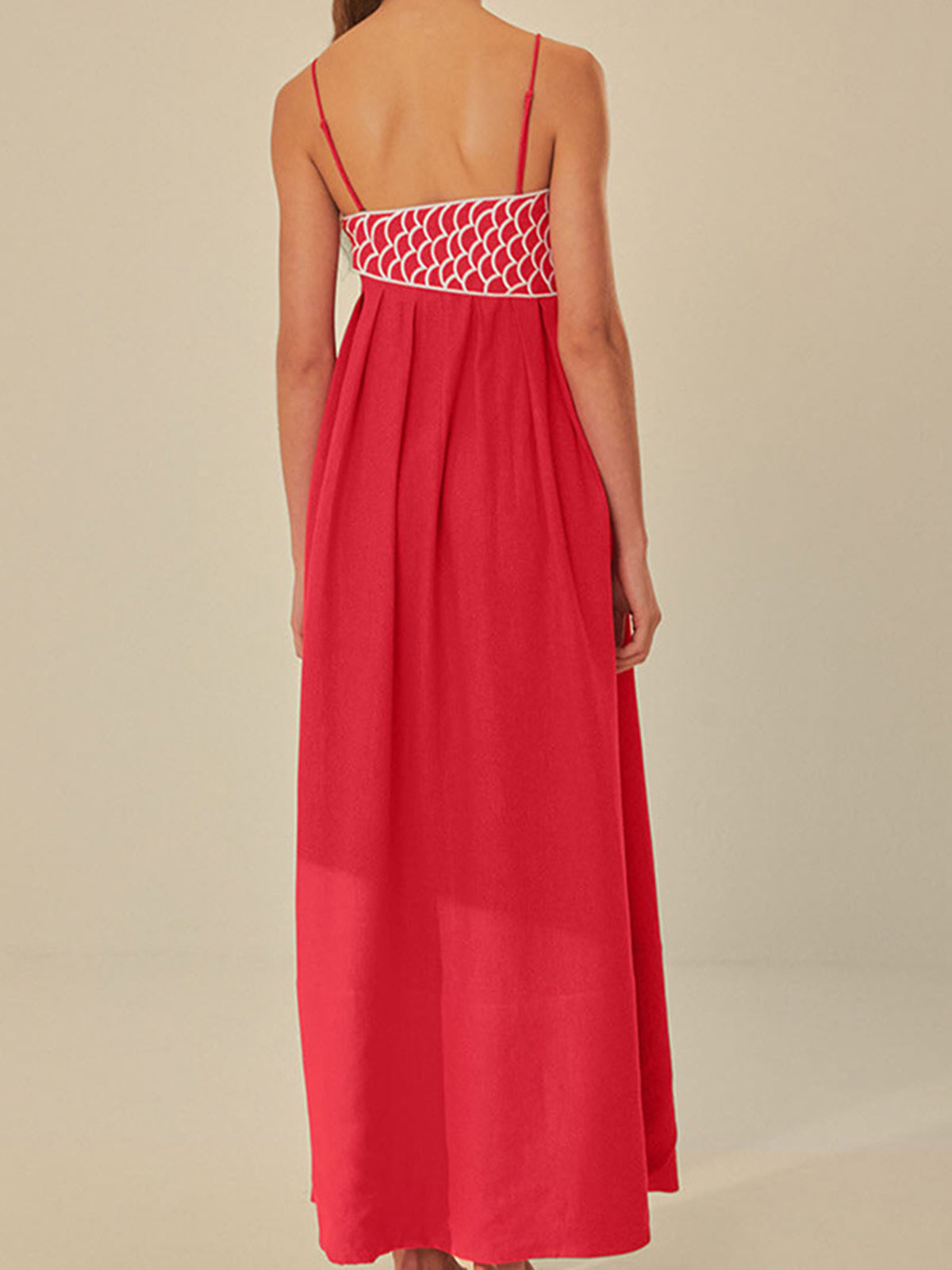 Spaghetti Strap Fish Applique Empire Waist Maxi Dress