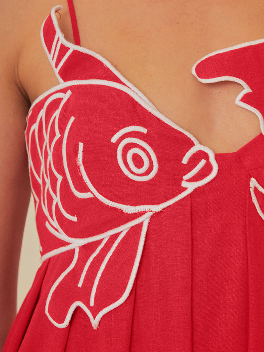Spaghetti Strap Fish Applique Empire Waist Maxi Dress