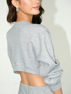 Crew Neck Puff Sleeve Side Cutout Sweatshirt Bodycon Mini Dress