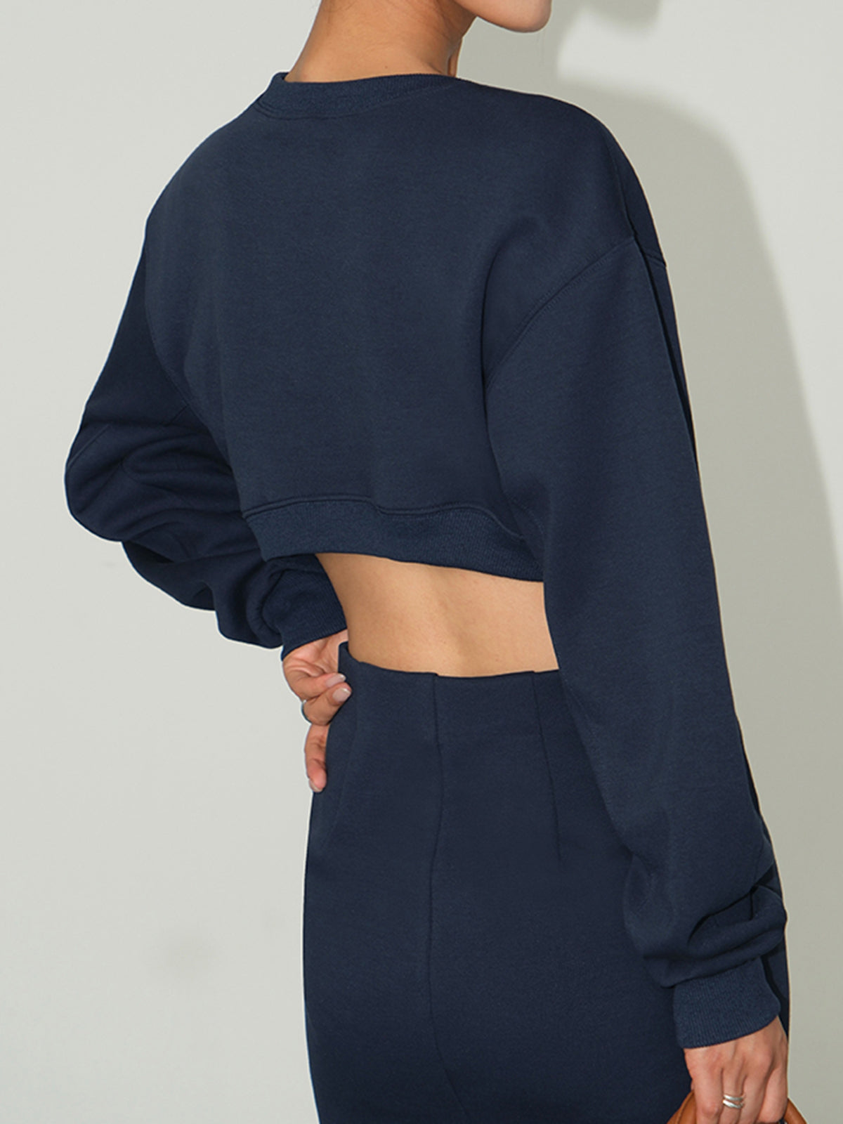 Crew Neck Puff Sleeve Side Cutout Sweatshirt Bodycon Mini Dress
