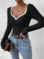| Women's Winter Knit Sweater with Contrast Trim