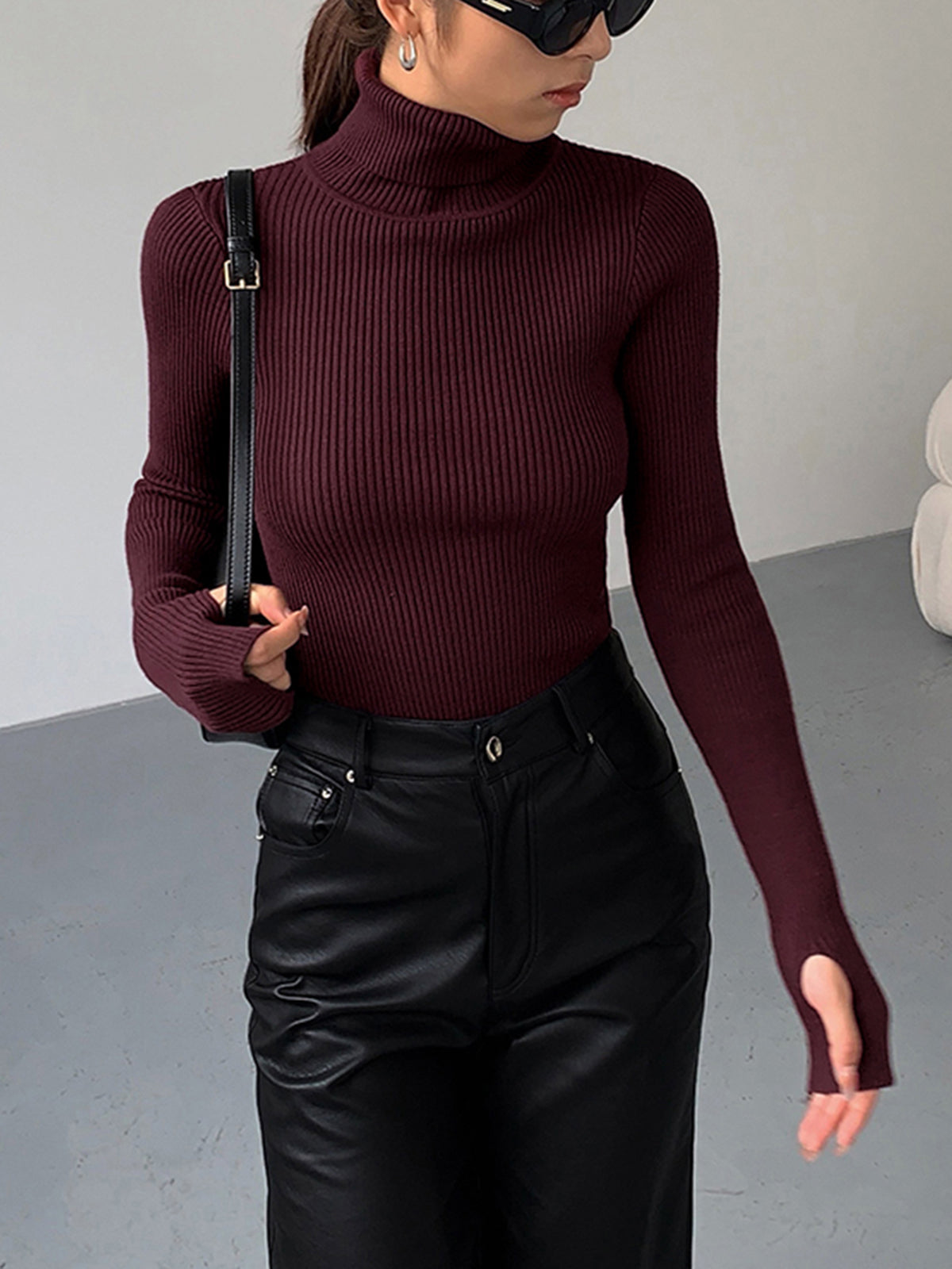 | Women’s Ribbed Turtleneck Sweater