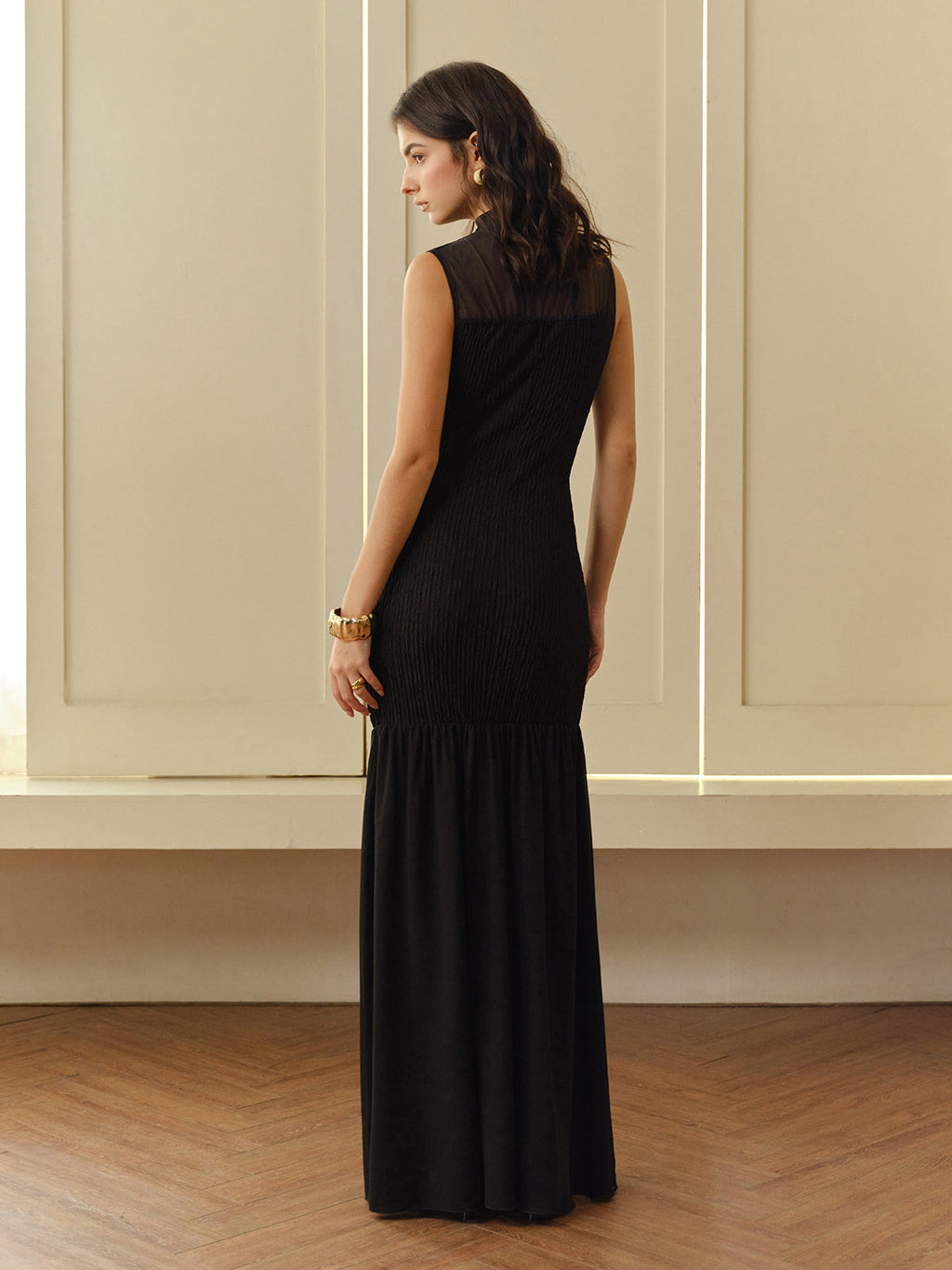 Black Rosette Panel Tank Dress