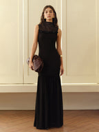 Black Rosette Panel Tank Dress