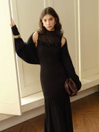 Black Rosette Panel Tank Dress