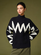 Mock Neck Contrast Binding Sweater
