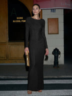 Metallic Lurex Ruched Side Drape Boat Neck Maxi Dress
