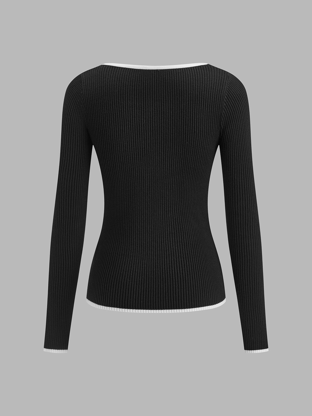| Women's Winter Knit Sweater with Contrast Trim