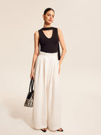 V-Neck Top With Scarf-Style Neck Tie