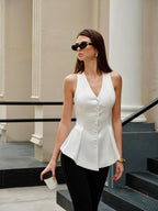 Satin Tailored Buttoned Vest