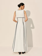 Off-white Contrast Trim Dress With Pockets
