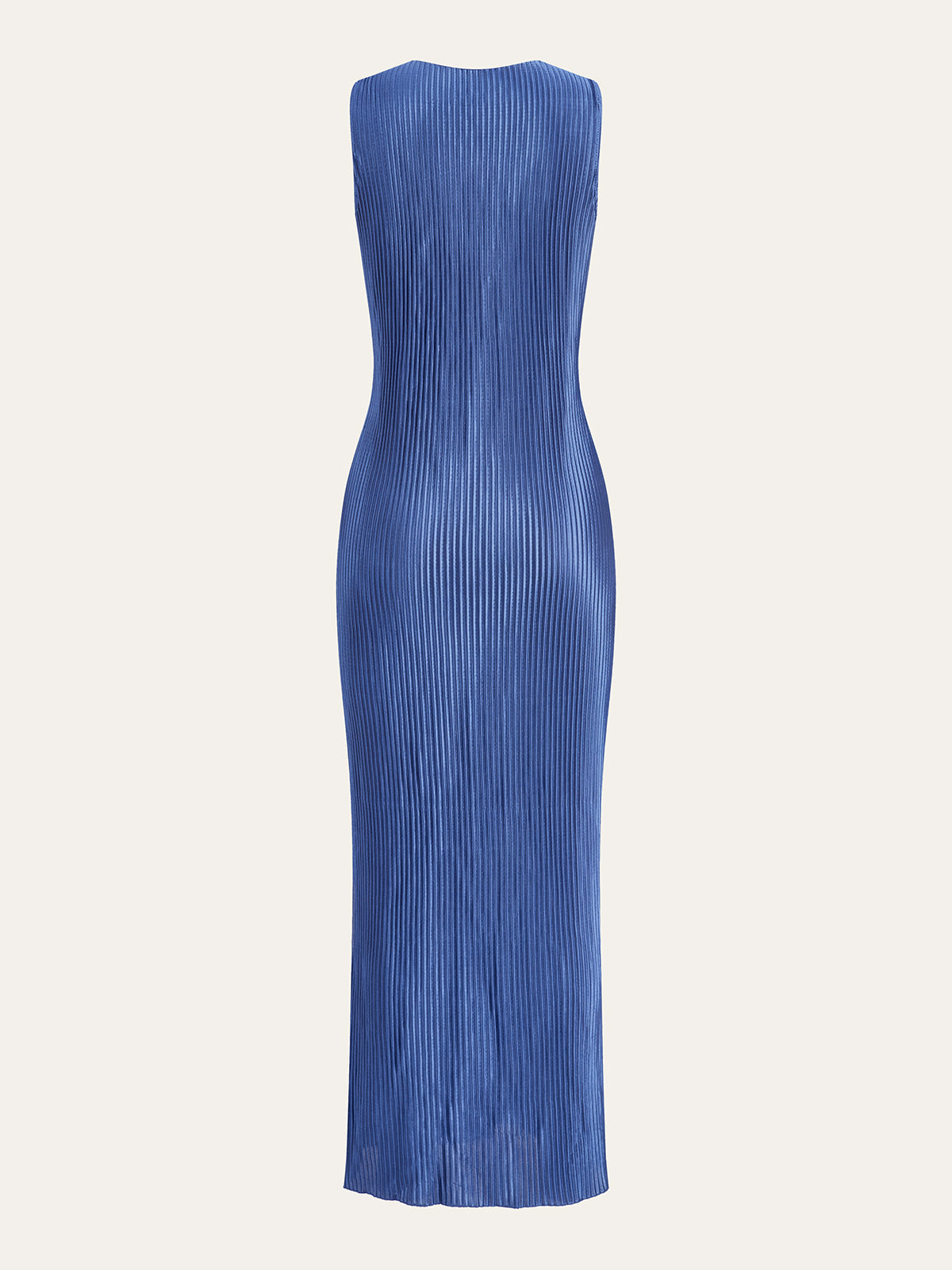 Twist Front Halter Neck Plisse Pleated Sleeveless Bodycon Maxi Dress