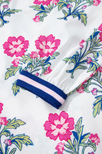 Bold Meets Feminine _ Amber Floral Print Striped V-Neck Blouse
