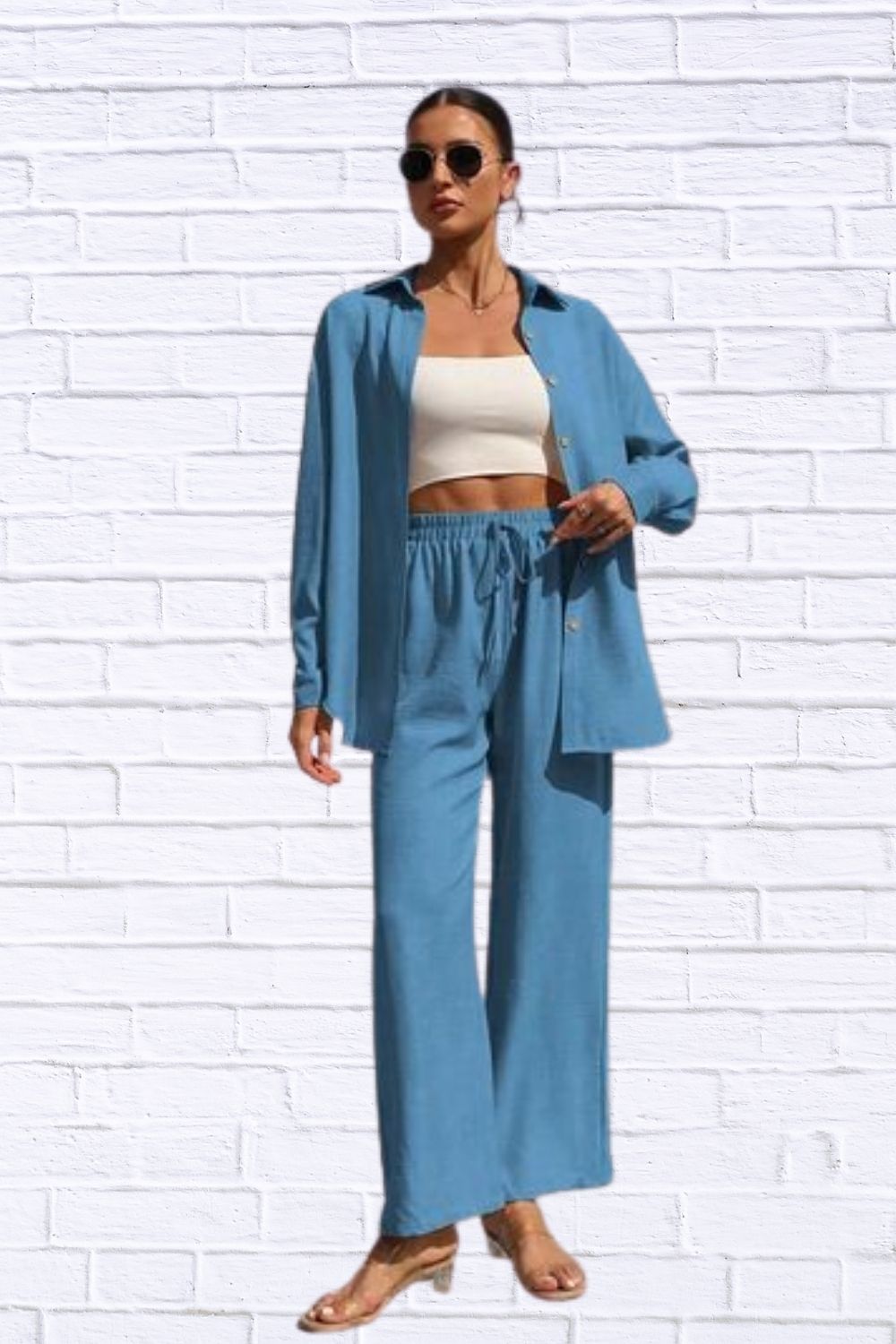 Button Up Shirt & Pants Set | Women__ Matching Outfit