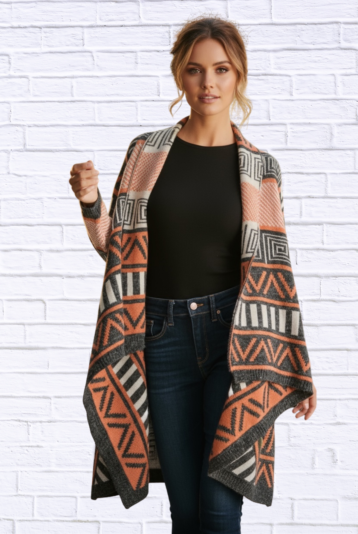 Printed Shawl Cardigan with Fringed Hem _ Cozy, Stylish, and Perfect for Layering!