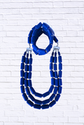 Bold Beaded Necklace & Bracelet Set _ Triple Strand Statement Jewelry