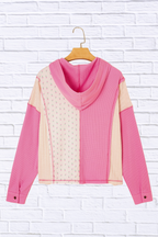 Color Block Button Detail Hoodie
